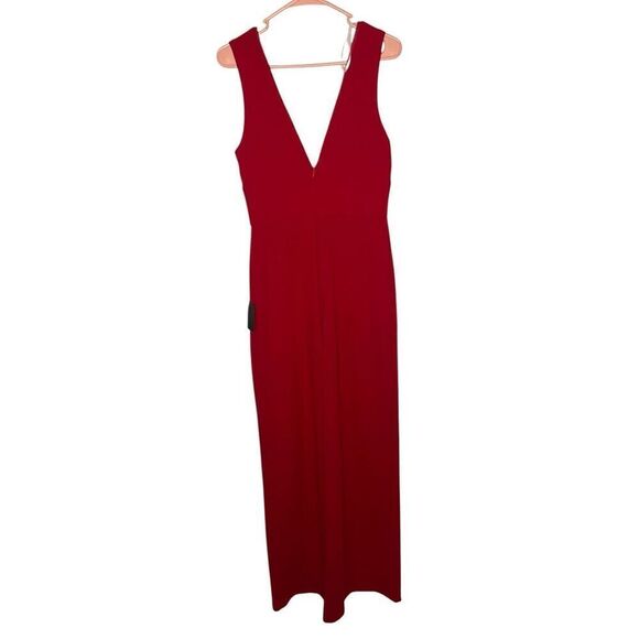 NWT Lulu's Ready For It Red Sleeveless Wide-Leg Jumpsuit V Neck Size M - Picture 4 of 6
